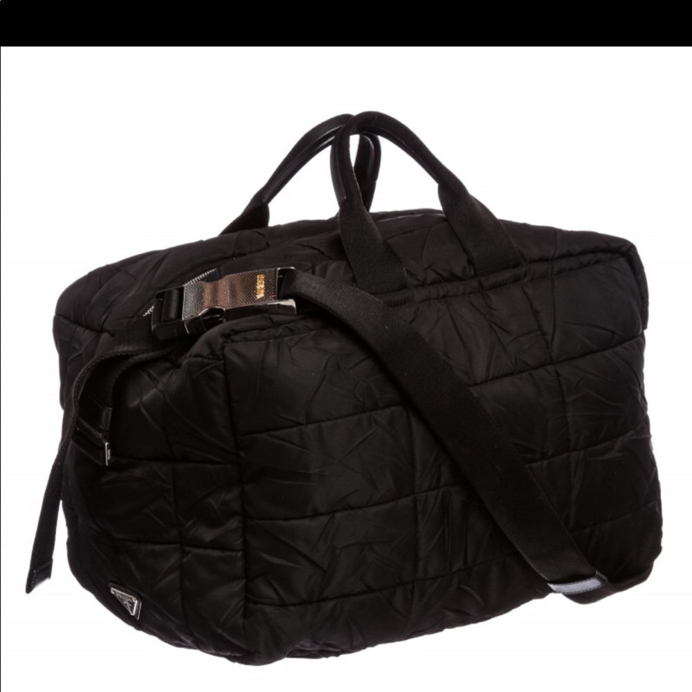 Prada Black Quilted Nylon Duffle Travel Bag